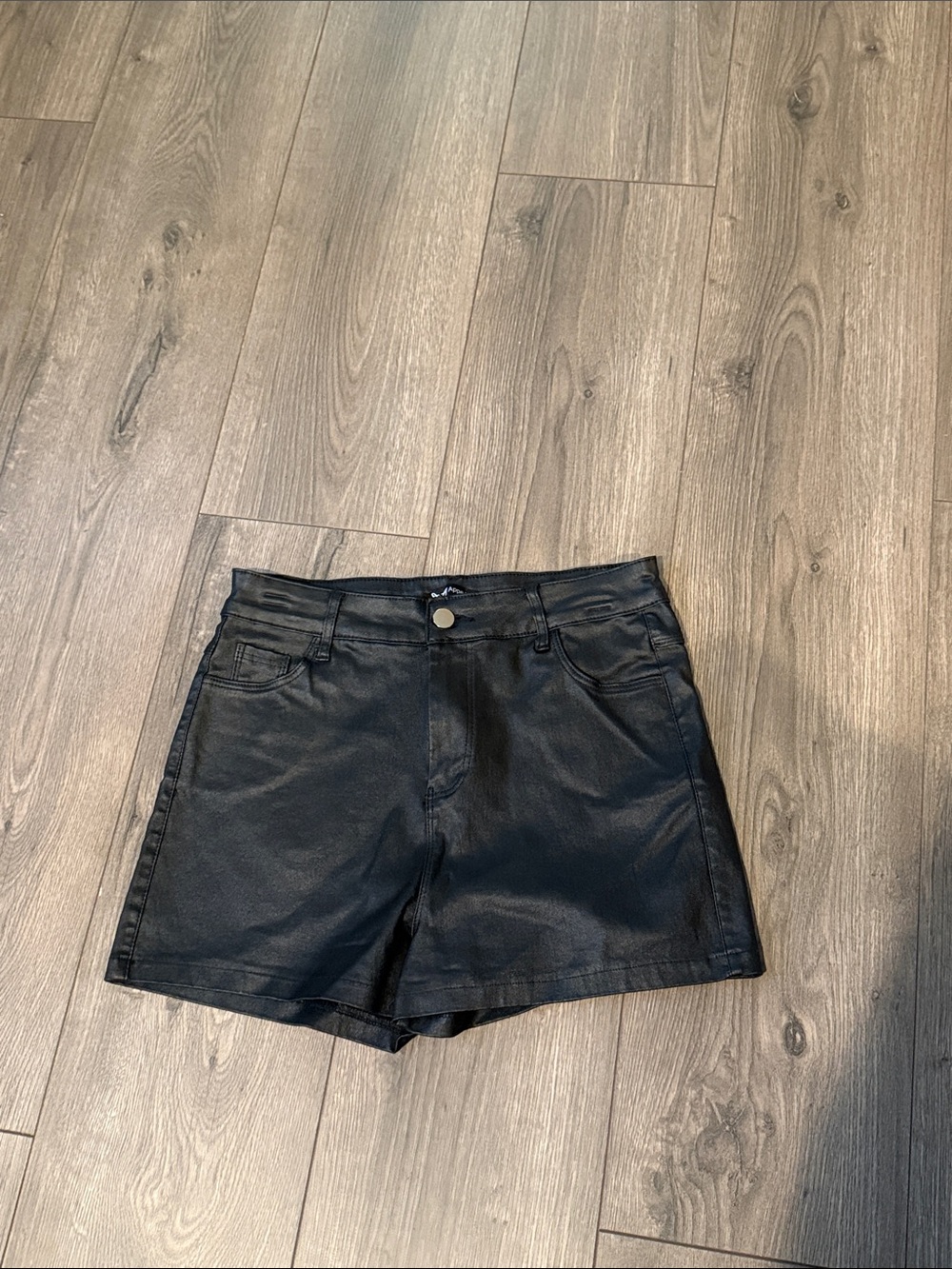 Women's Black Faux Leather Shorts